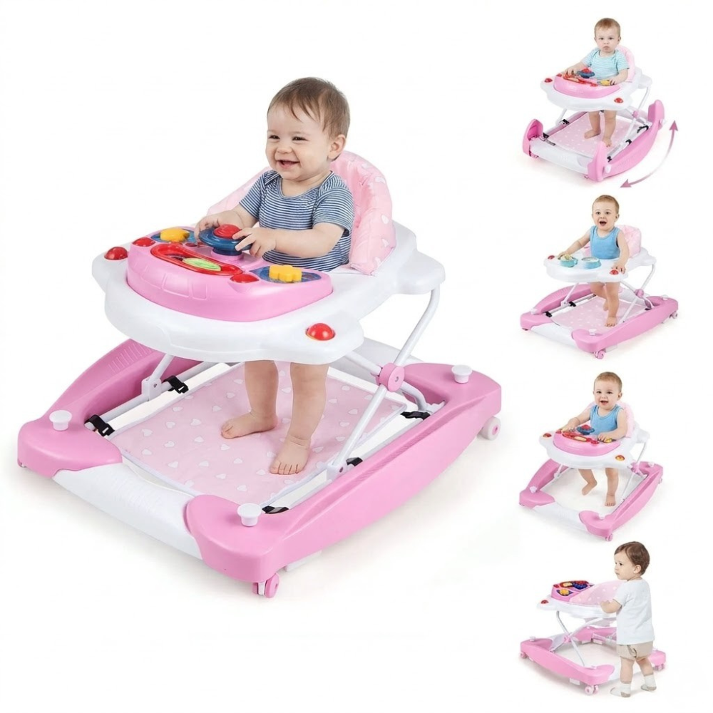 6-in-1 Adjustable Baby Walker Activity Center With Music