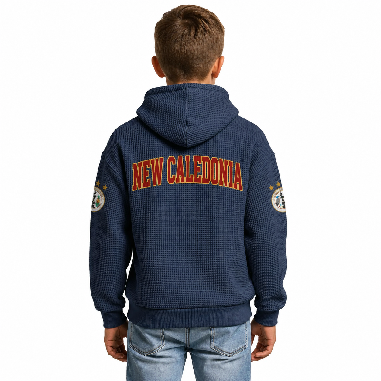 FIFA 2026 Caledonia Printed Waffle Quarter Zip Football Fan Hoodie For Kids