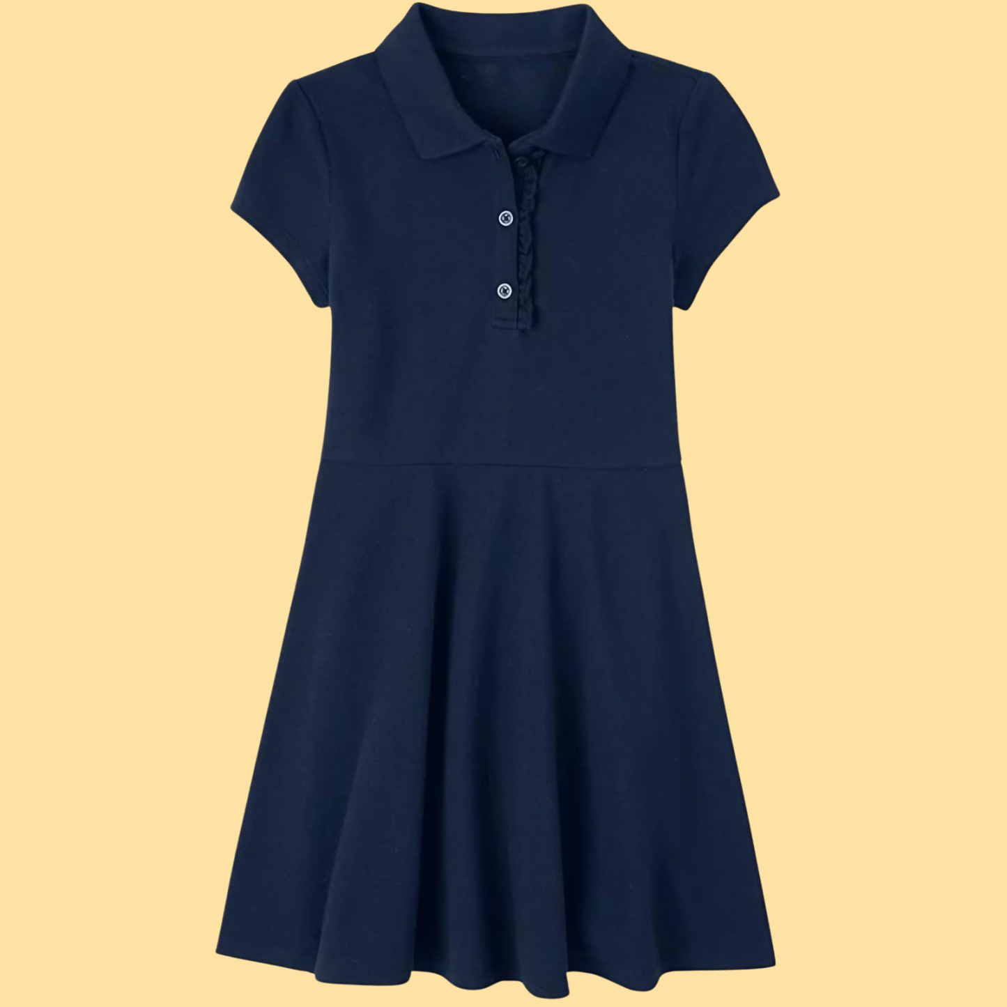 Girls Short Sleeve Ruffle Polo Dress