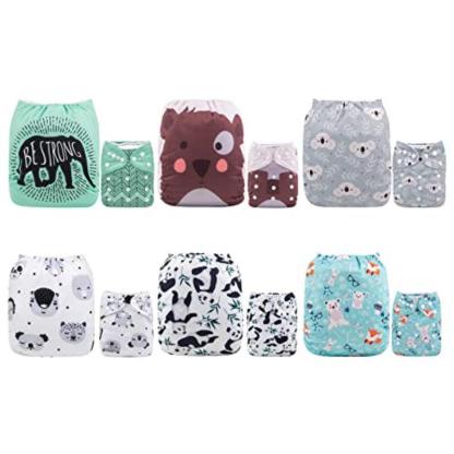 Adjustable Washable Reusable Baby Cloth Diapers For Baby with 6 Pack and 12 Inserts-Cozy Stroller