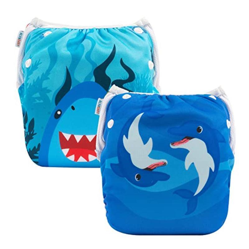 Reusable 2 Pcs Swim Diaper Set for Toddlers with Snap Closures-Cozy Stroller