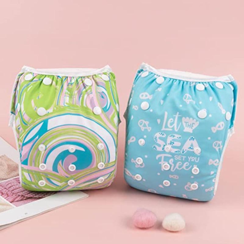 Reusable 2 Pcs Swim Diaper Set for Toddlers with Snap Closures-Cozy Stroller