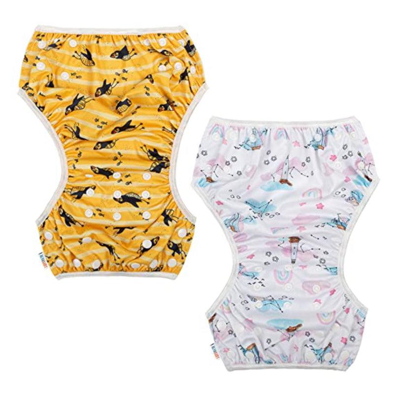 Reusable 2 Pcs Swim Diaper Set for Toddlers with Snap Closures-Cozy Stroller