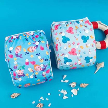 Reusable 2 Pcs Swim Diaper Set for Toddlers with Snap Closures-Cozy Stroller