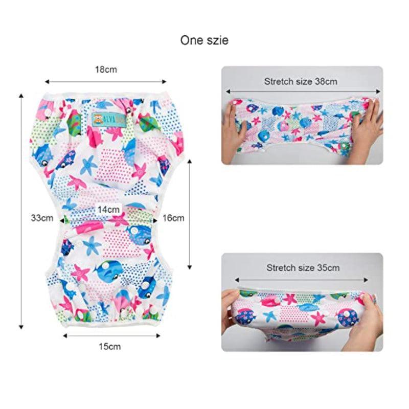 Reusable 2 Pcs Swim Diaper Set for Toddlers with Snap Closures-Cozy Stroller