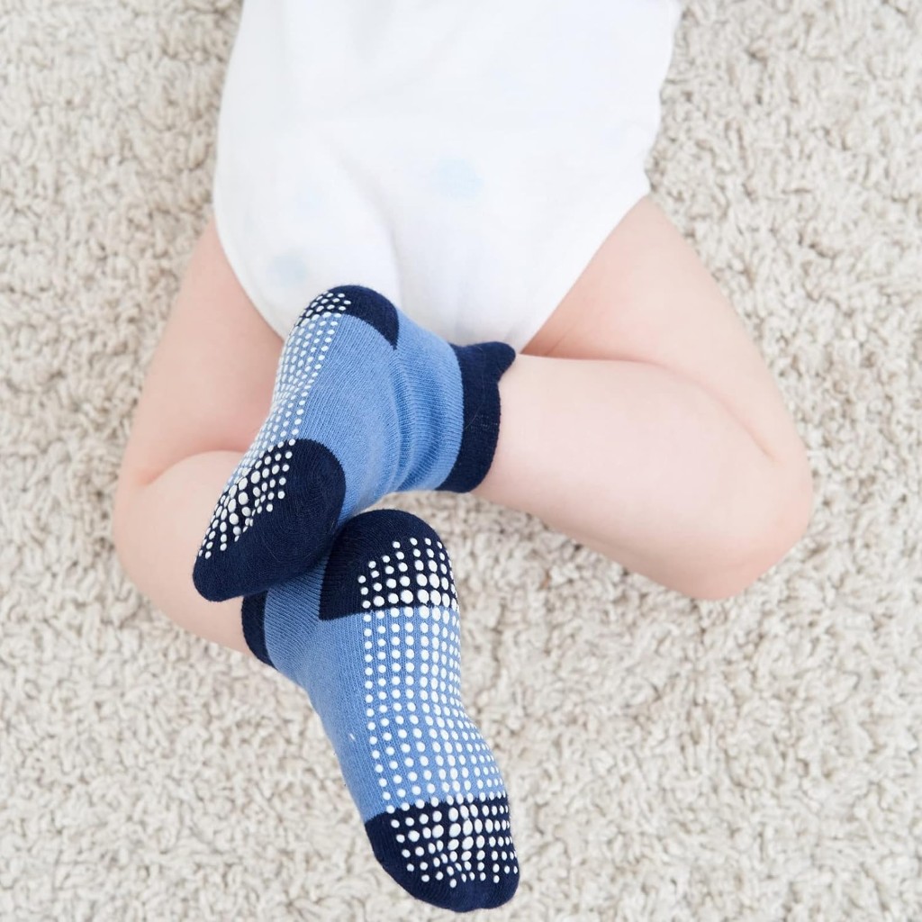 Pack Of 9 Baby Grip Socks With Non Skid Soles for Infants Toddlers And Kids