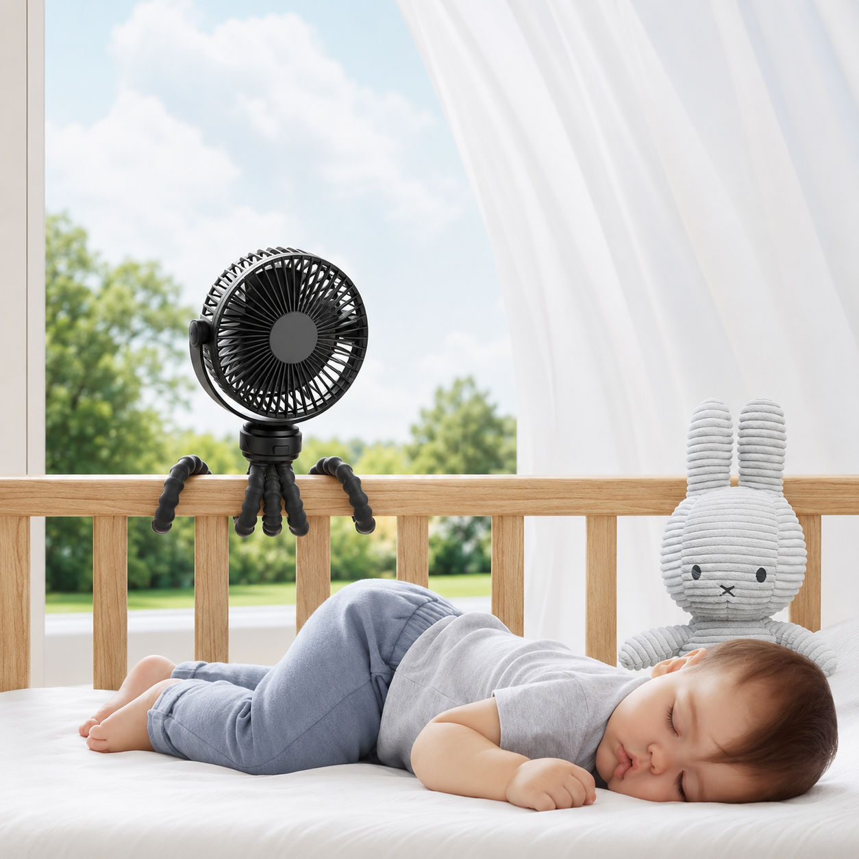Portable Clip On Stroller Fan With Flexible Tripod For Travel