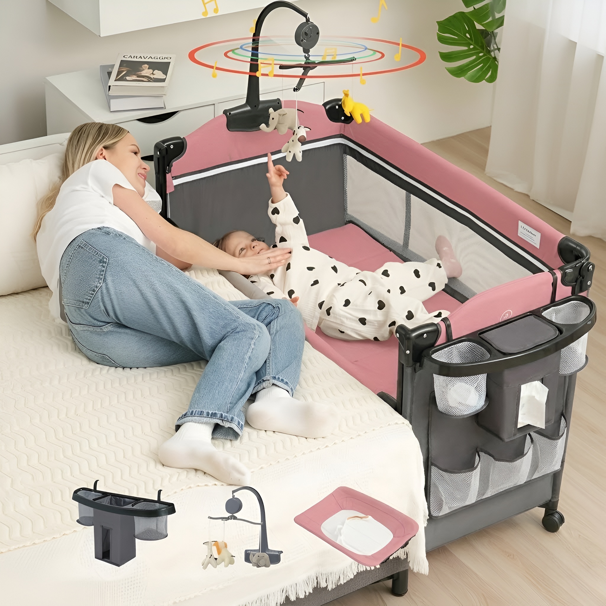 5 In 1 Baby Changing Playpen Crib And Playard For Newborn Toddler