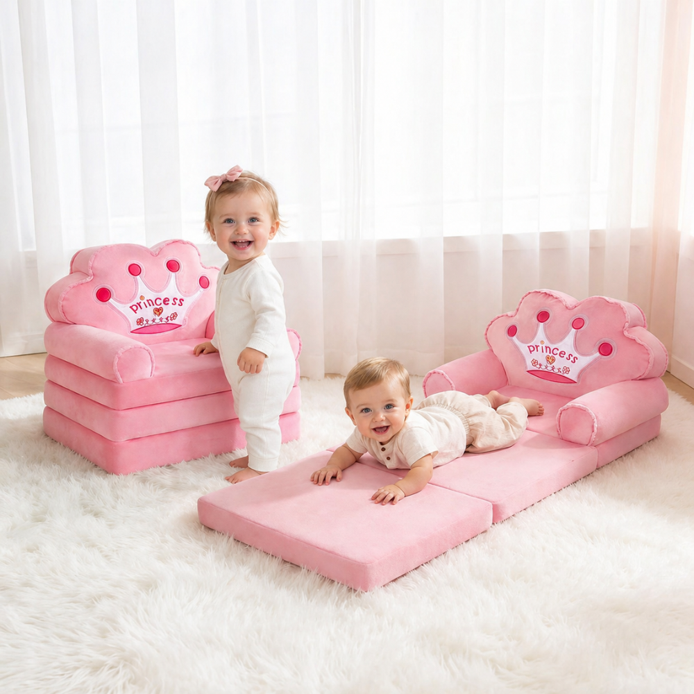 Kids Foldable Sofa Bed Princess Chair For Toddlers