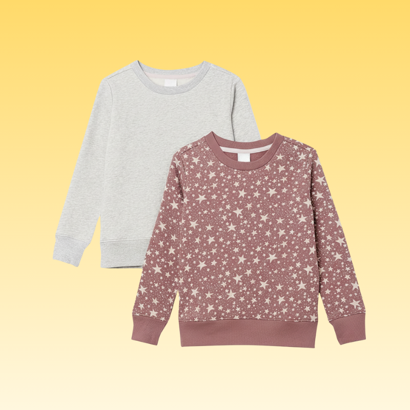 Pack of 2 Girls and Toddlers Fleece Crewneck Pullover Sweatshirts