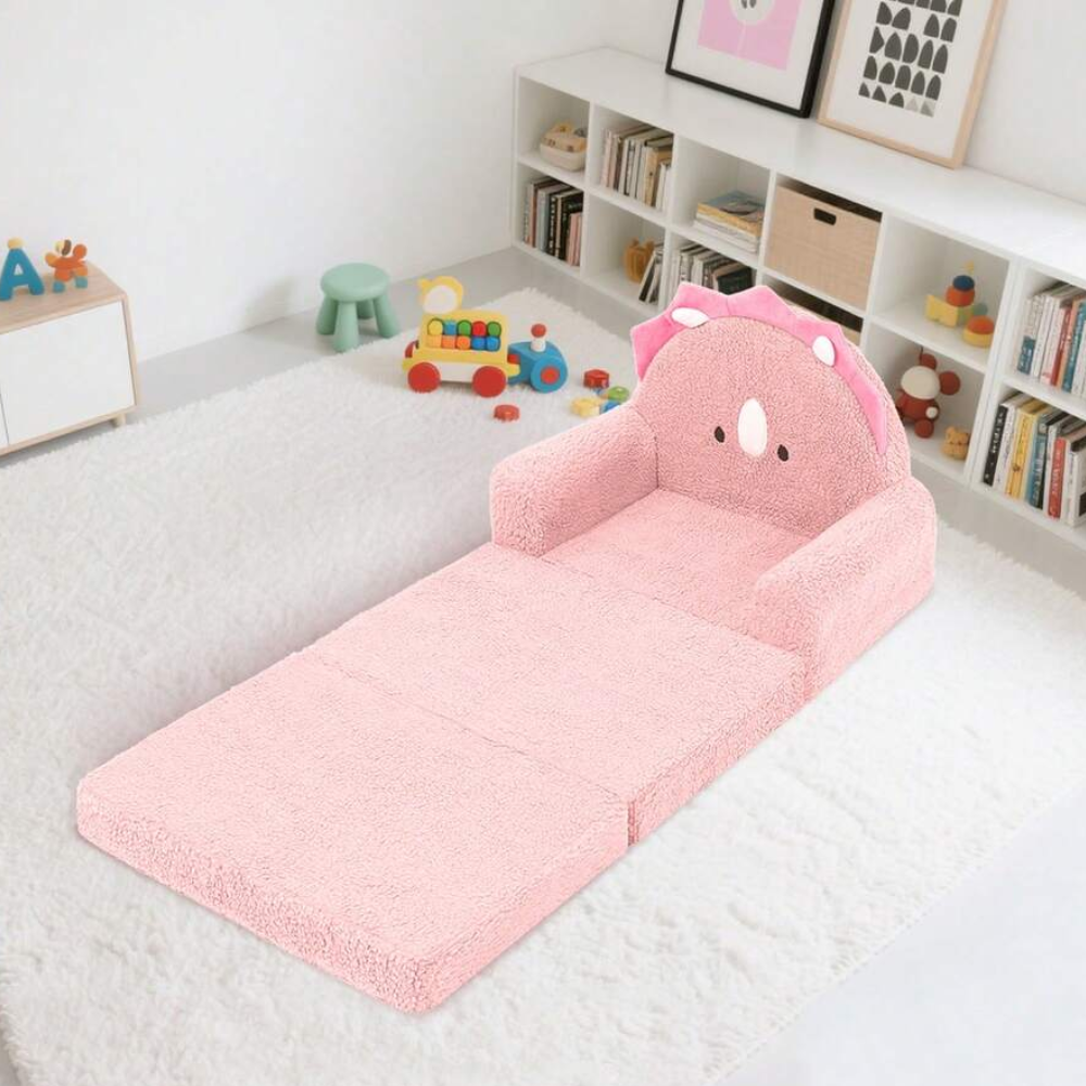 Kids Couch 2 in 1 Convertible Soft Sherpa Fabric Toddler Chairs