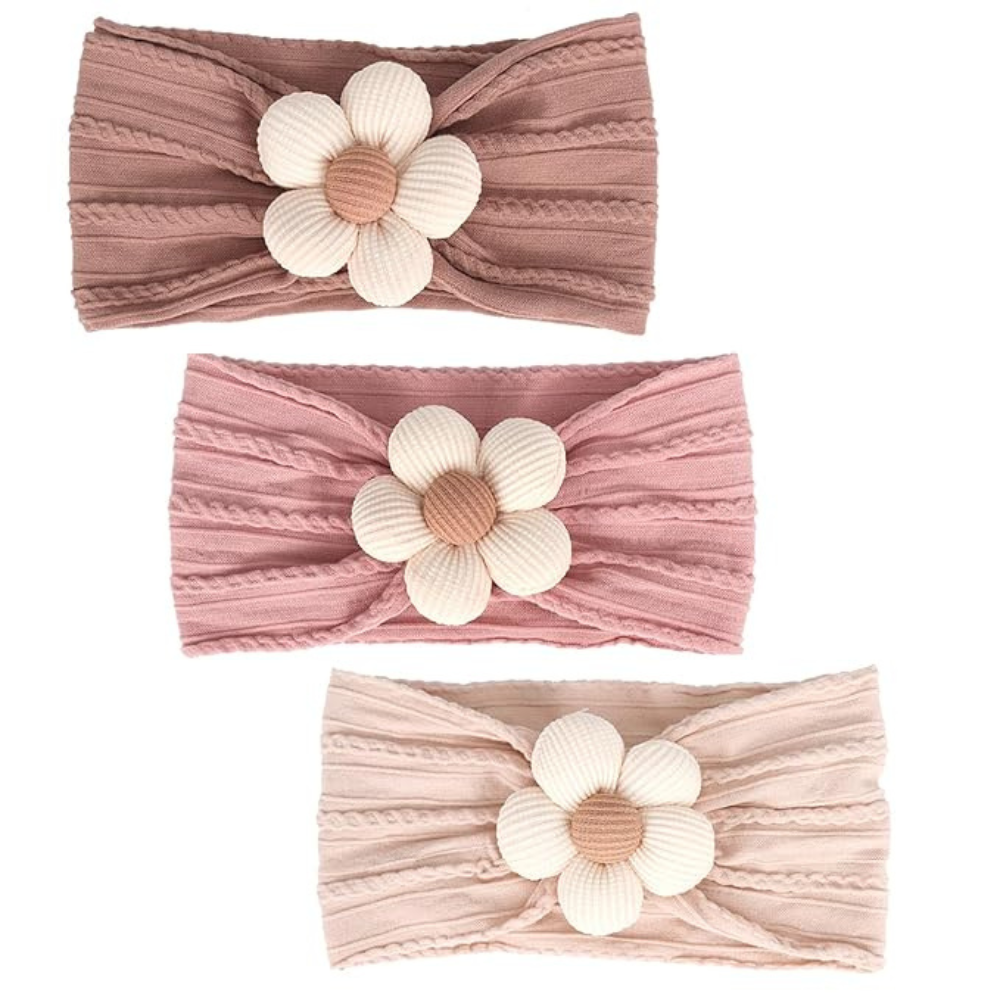 Baby Flower Soft Headbands For Baby Girls Pack Of 3