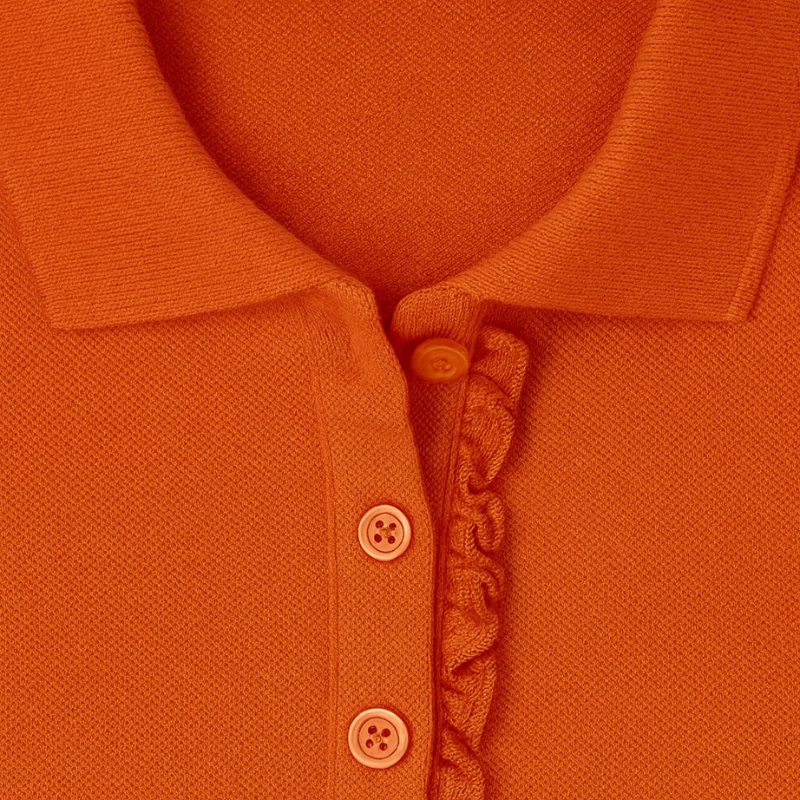 Girls Short Sleeve Ruffle Pique Polo