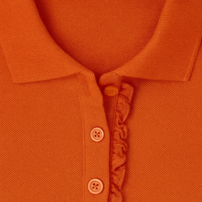 Girls Short Sleeve Ruffle Pique Polo