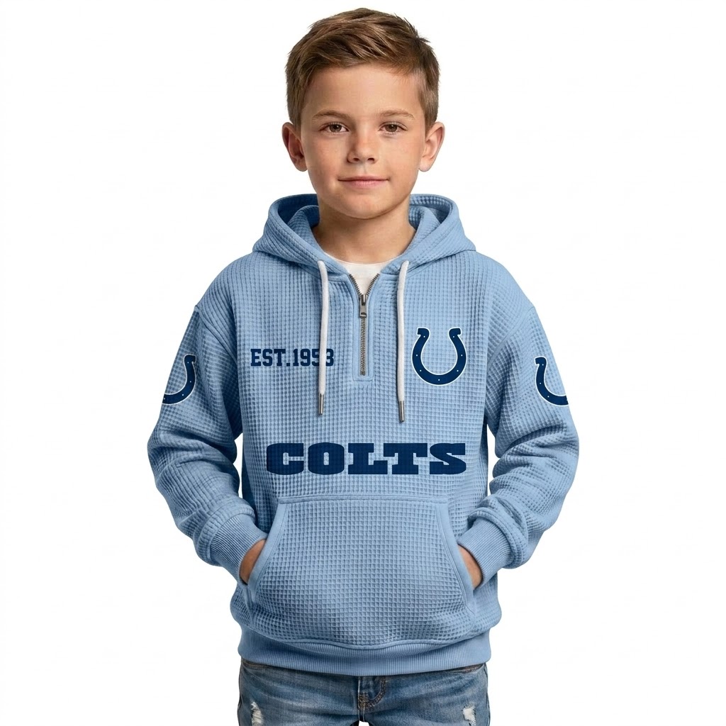 Indianapolis Colts Inspired Quarter Zip Hoodie For Kids