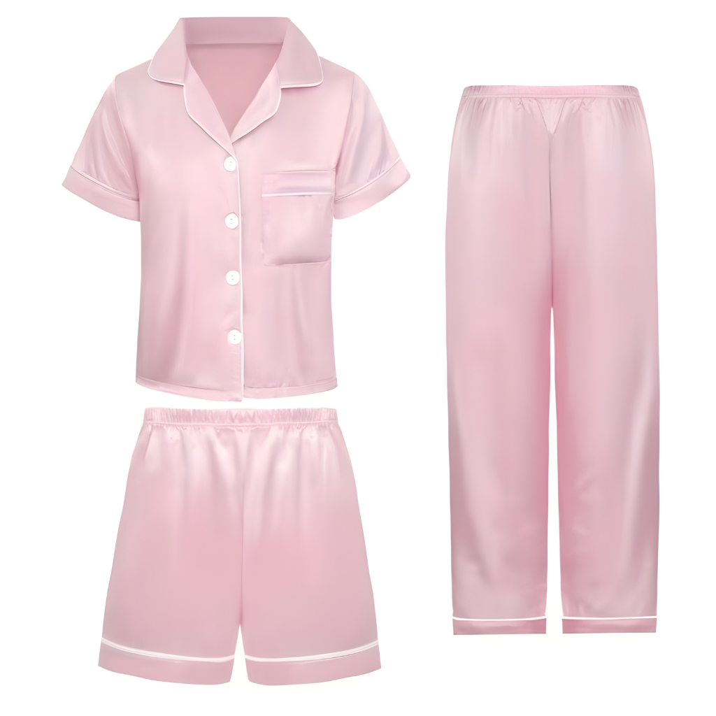 Three Piece Casual Pajama Set For Girls