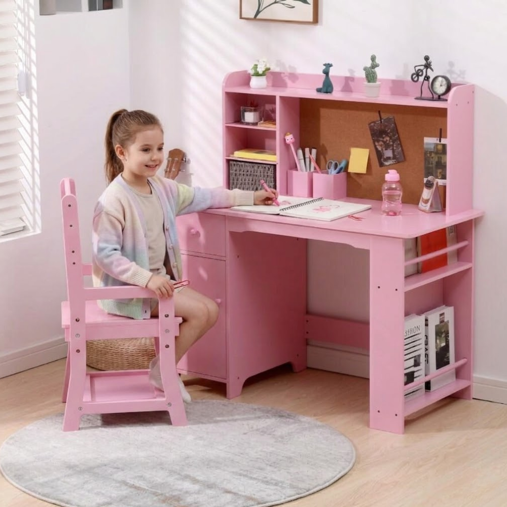 Kids Study Desk And Chair Set Wood Children Study Table Student