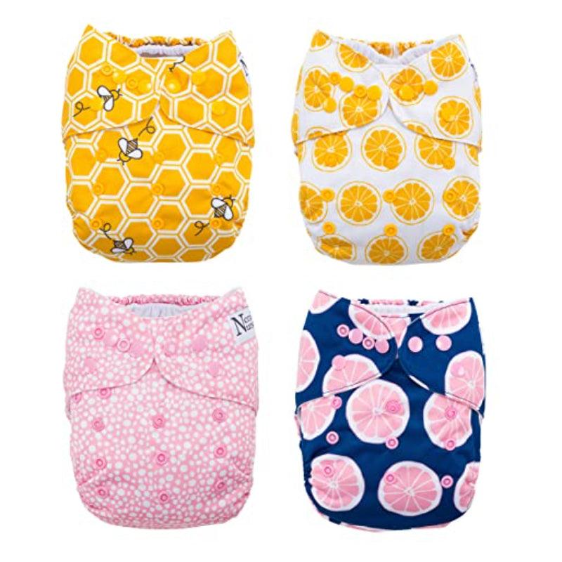 Winter Cloth Pocket Diapers 4 Pack With 4 Bamboo Inserts-Cozy Stroller