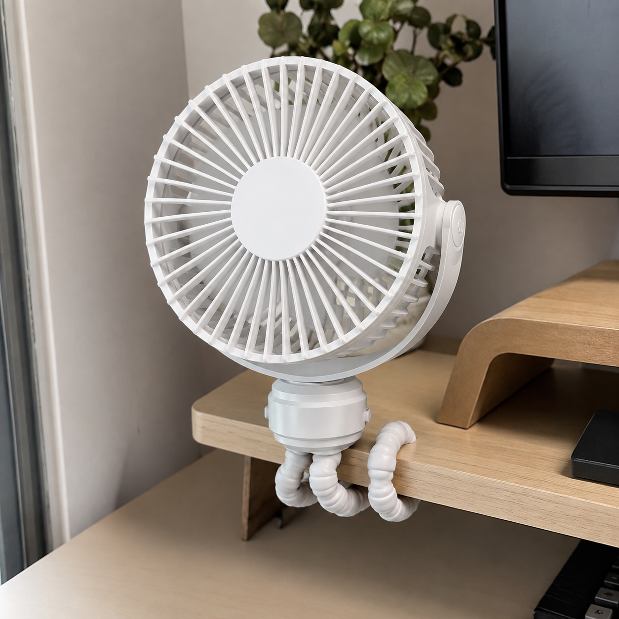 Portable Clip On Stroller Fan With Flexible Tripod For Travel