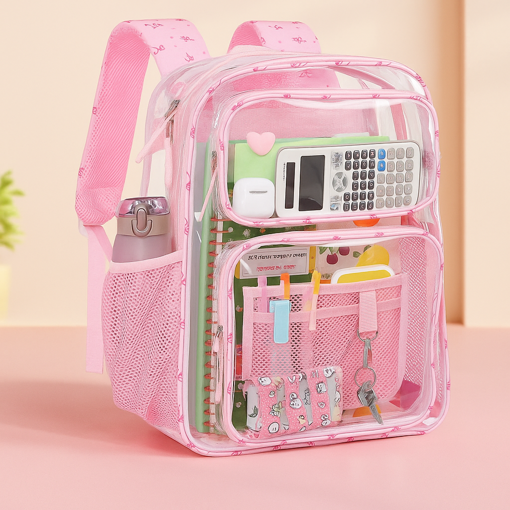 17 Inch Large Heavy Duty Clear Bookbag Backpack For School