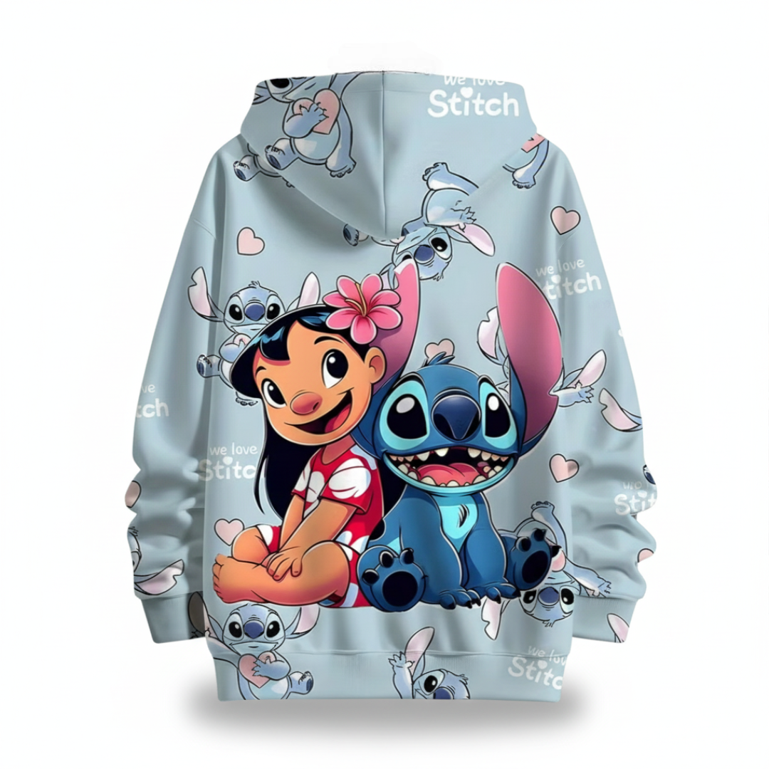 Stitch and Lilo Print 3D Hoodie For Kids