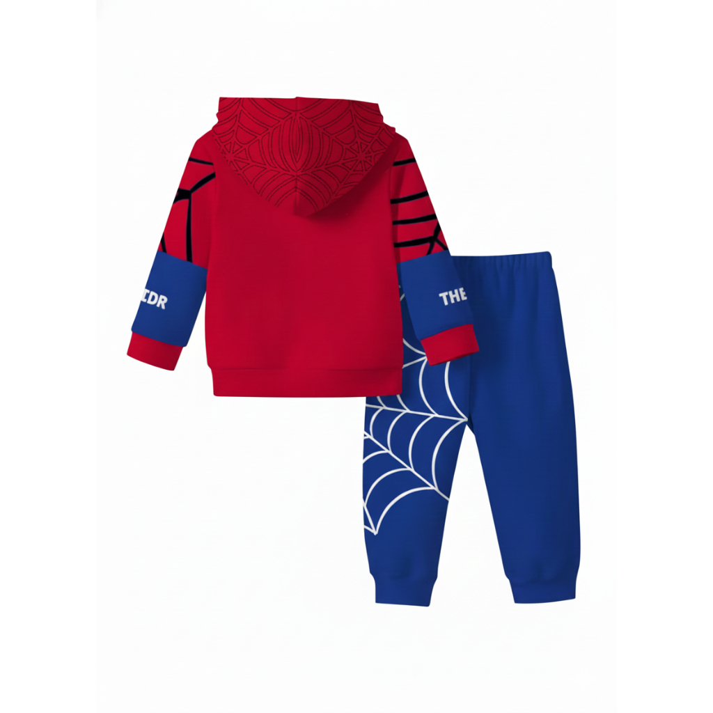 Spider Print Hoodie and Pants Set For Toddler Boys