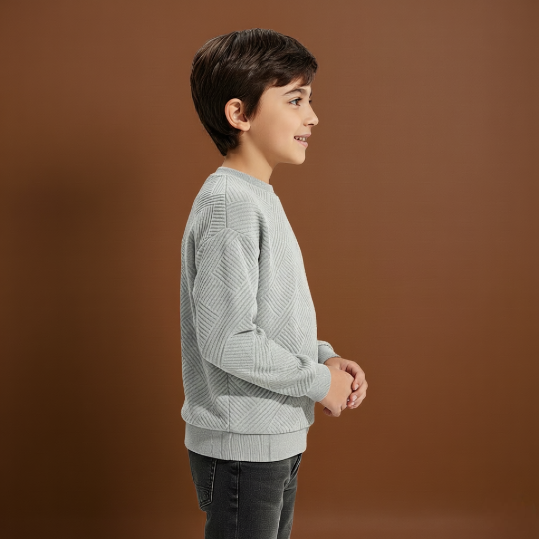 Boys Geometric Pattern Sweatshirts with Long Sleeves Pullover Style