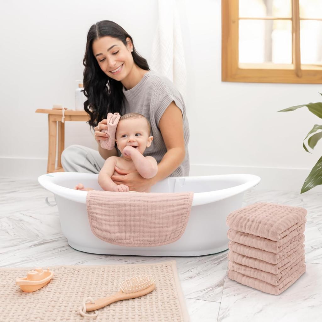 Baby Washcloths Square Towels With Soft Cotton Muslin Set-Cozy Stroller
