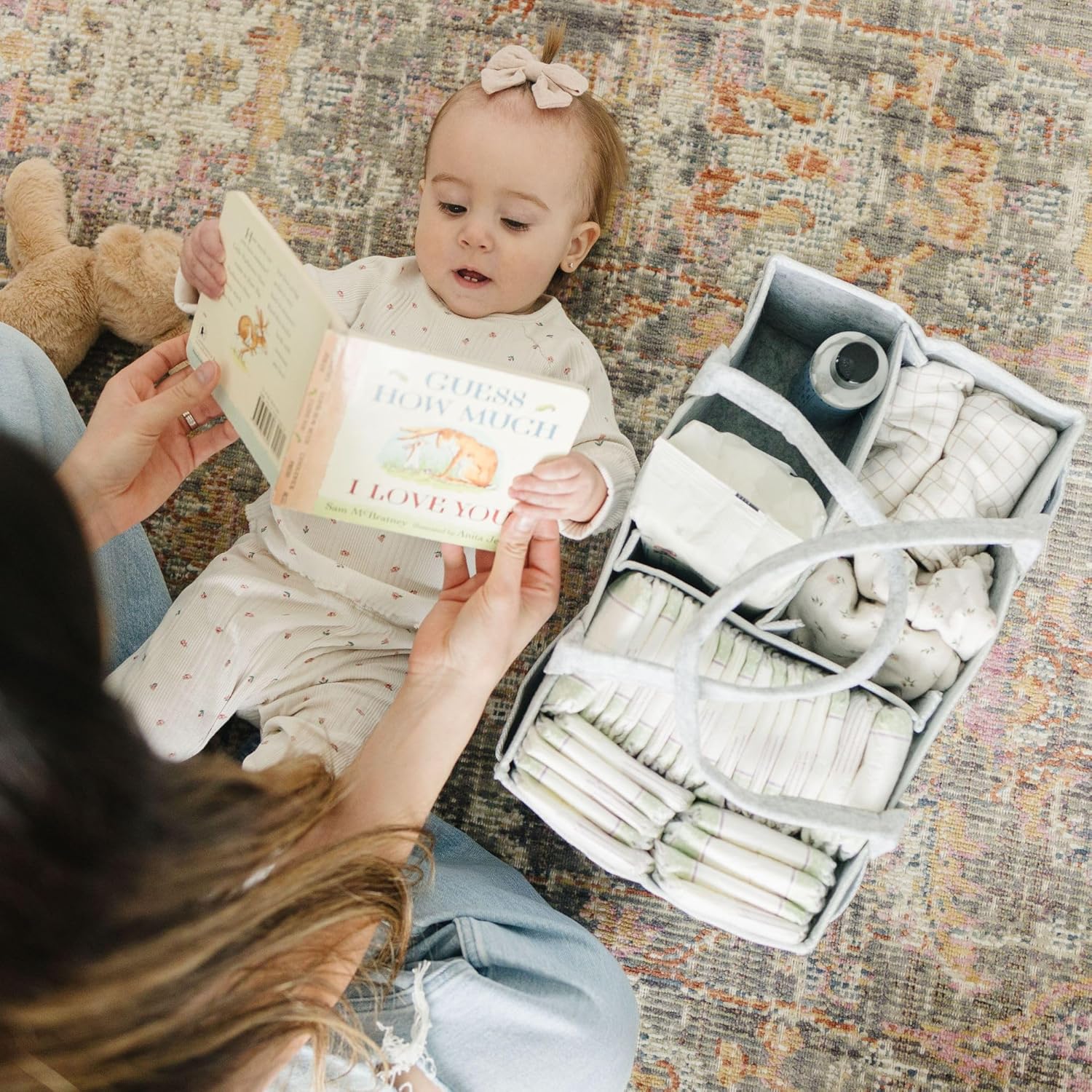 Diaper Caddy Organizer For Nursery Essentials Foldable Storage Tote-Cozy Stroller