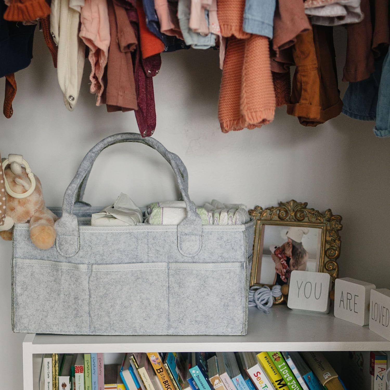 Diaper Caddy Organizer For Nursery Essentials Foldable Storage Tote-Cozy Stroller