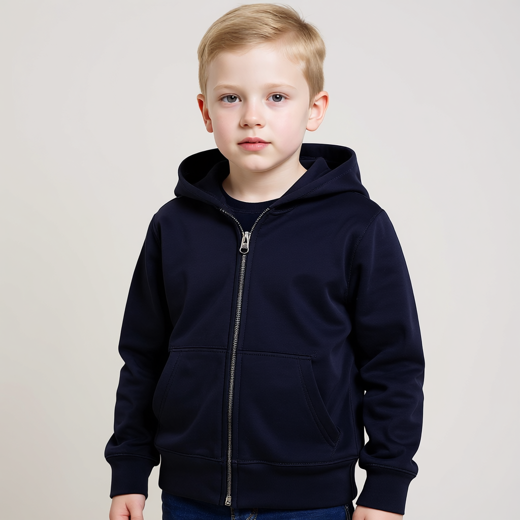 Long Sleeve Hooded Full Zip Front Sweatshirt For Boy