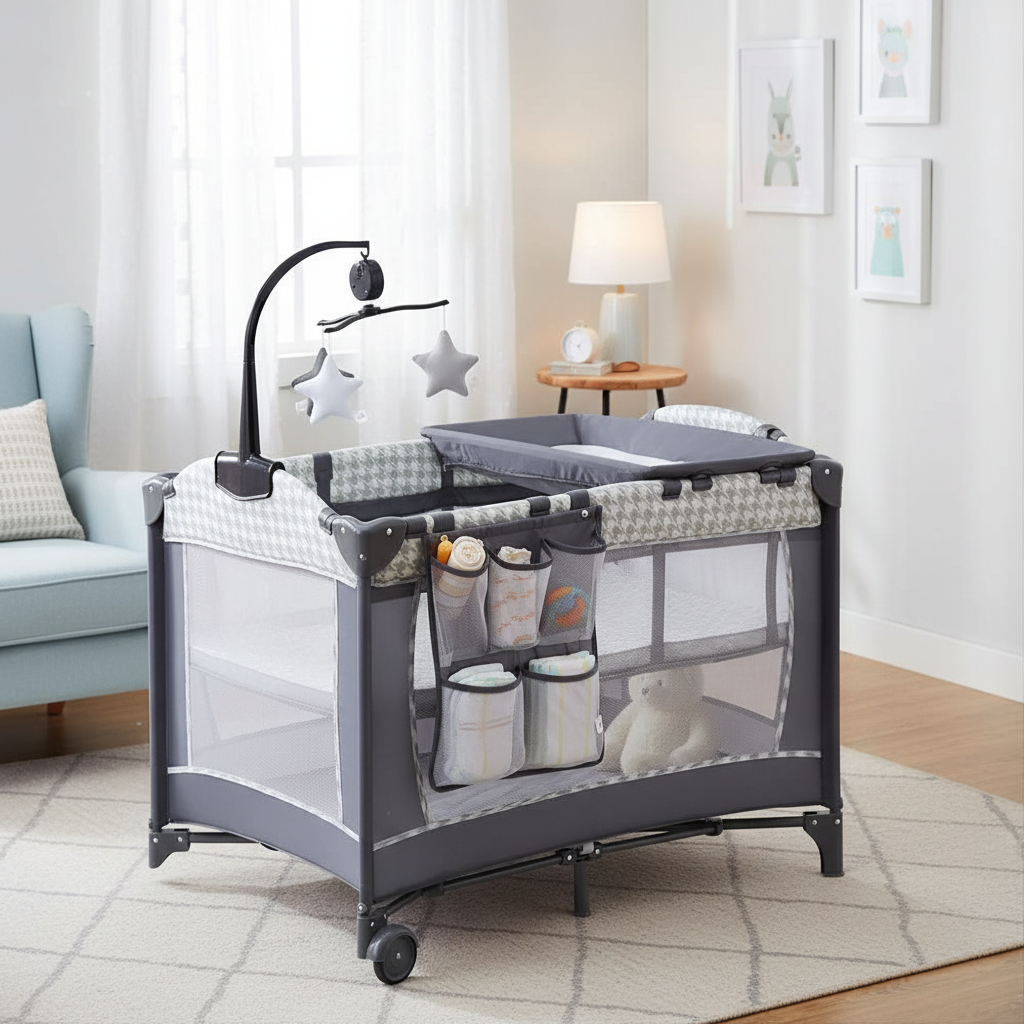 4 In 1 Baby Bassinet Bedside Sleeper with Diaper Changer