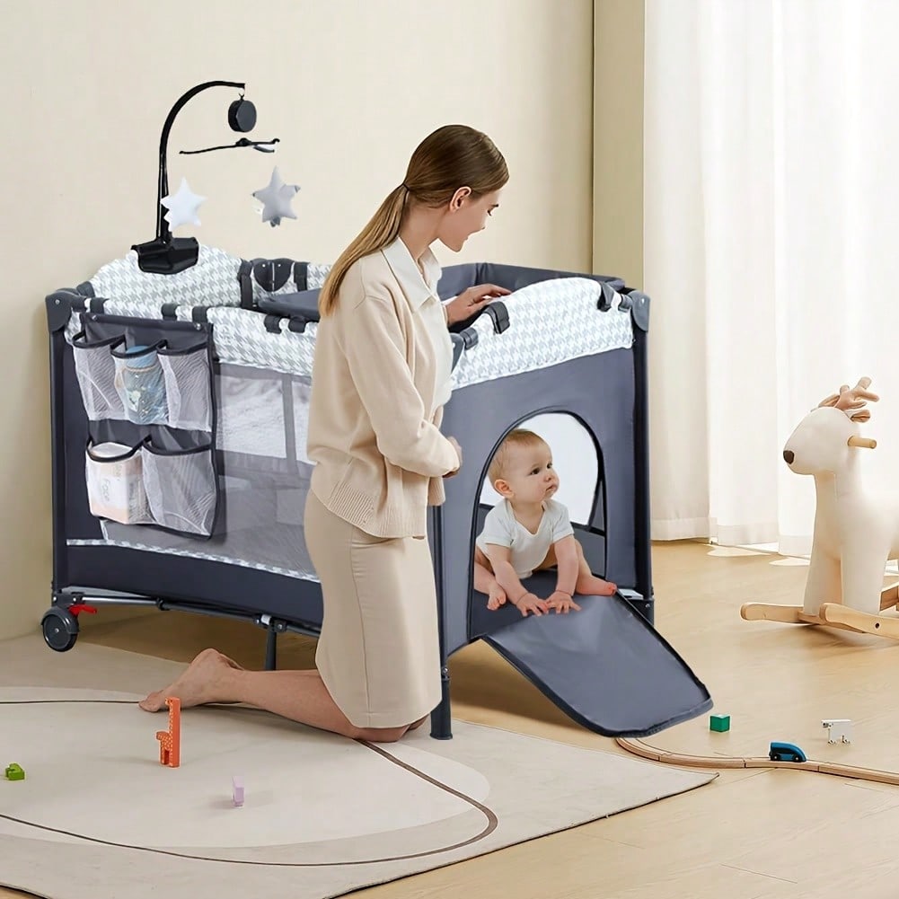 4 In 1 Baby Bassinet Bedside Sleeper with Diaper Changer