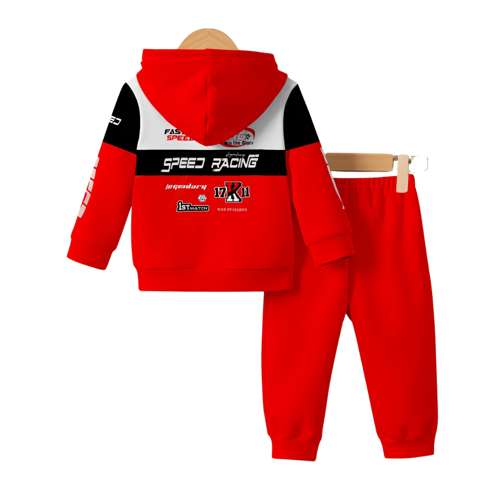 Racing Themed Hoodie And Pant Set For Boys