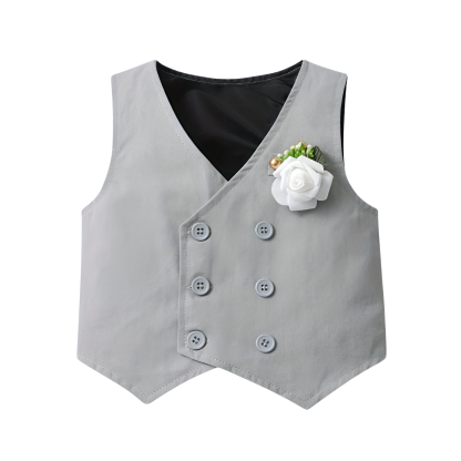 3 Piece Gentleman Suit With Shirt Vest Pants And Bow Tie Set For Boys