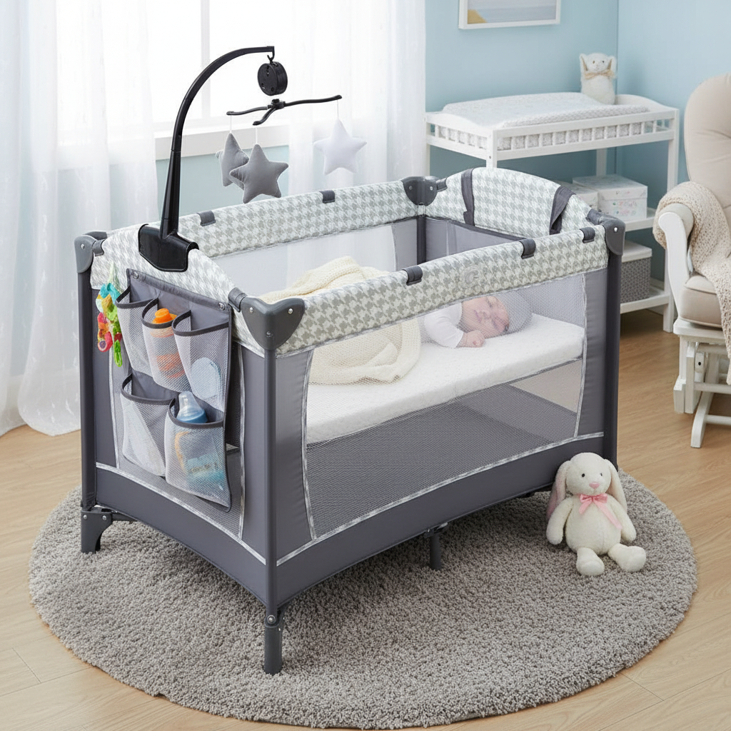 4 In 1 Baby Bassinet Bedside Sleeper with Diaper Changer