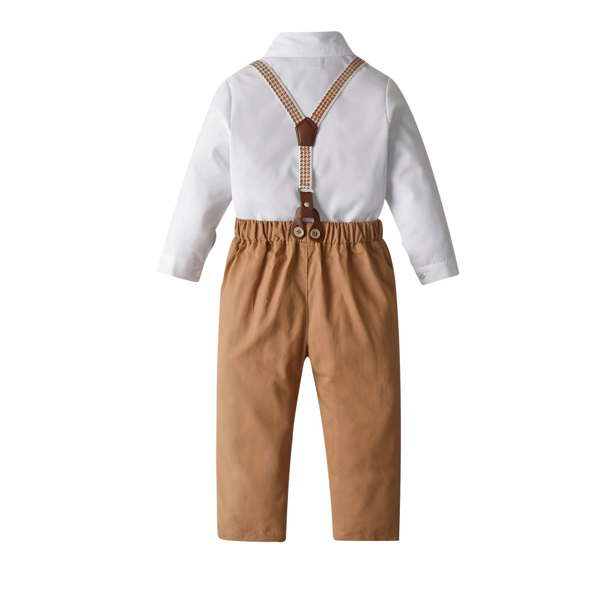2 Piece Of Classic Outfit With Bow Tie And Suspenders Set For Baby Boys