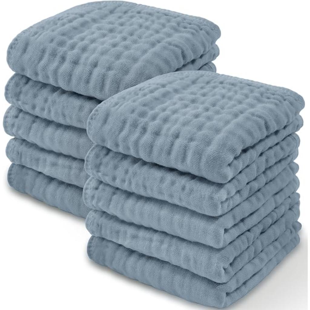 Baby Washcloths Square Towels With Soft Cotton Muslin Set-Cozy Stroller