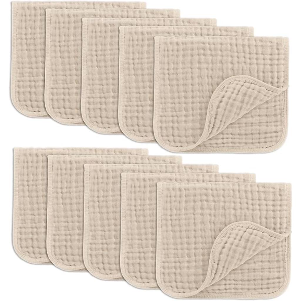 Baby Washcloths Square Towels With Soft Cotton Muslin Set-Cozy Stroller