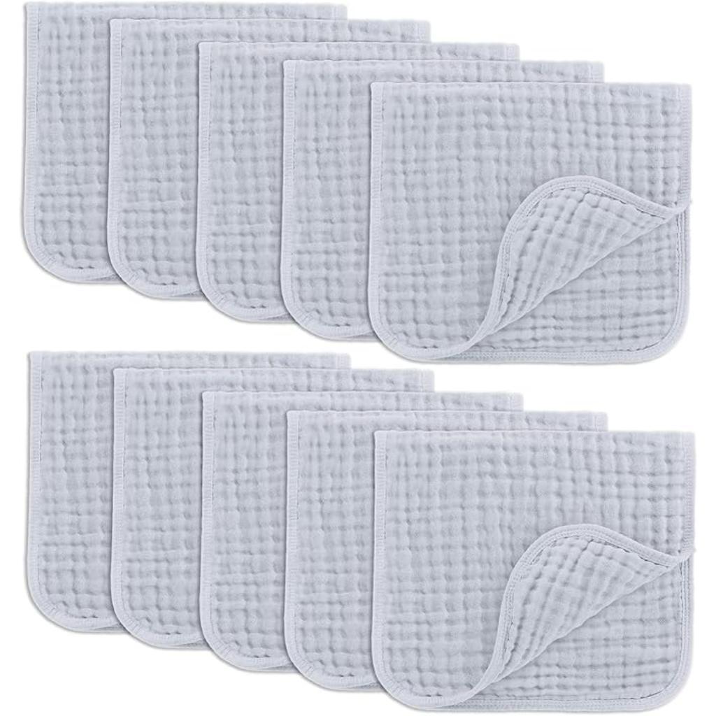 Baby Washcloths Square Towels With Soft Cotton Muslin Set-Cozy Stroller