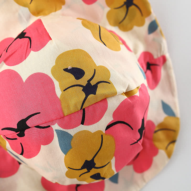 Baby Bowknot Florals Dress With Hat-Cozy Stroller