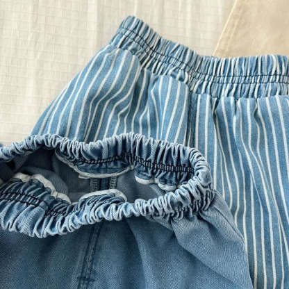 Baby Toddler Vertical Striped Denim Pants-Cozy Stroller
