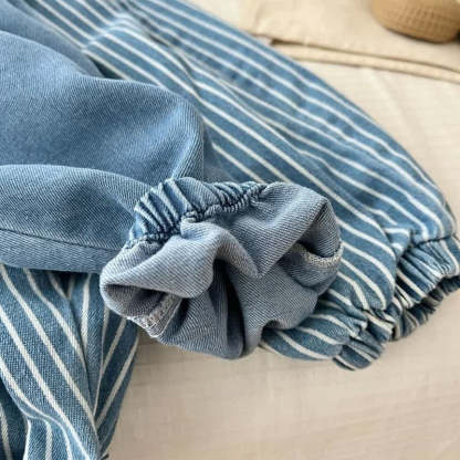 Baby Toddler Vertical Striped Denim Pants-Cozy Stroller