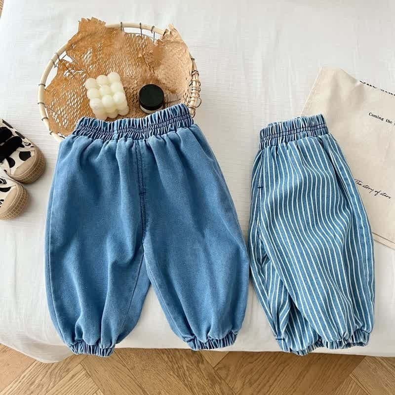 Baby Toddler Vertical Striped Denim Pants-Cozy Stroller