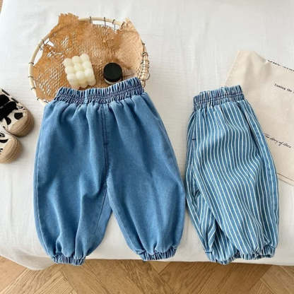 Baby Toddler Vertical Striped Denim Pants-Cozy Stroller