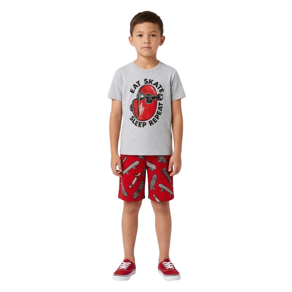 2 Piece Short Sleeve And Lightweight Graphic Tee And Shorts Set