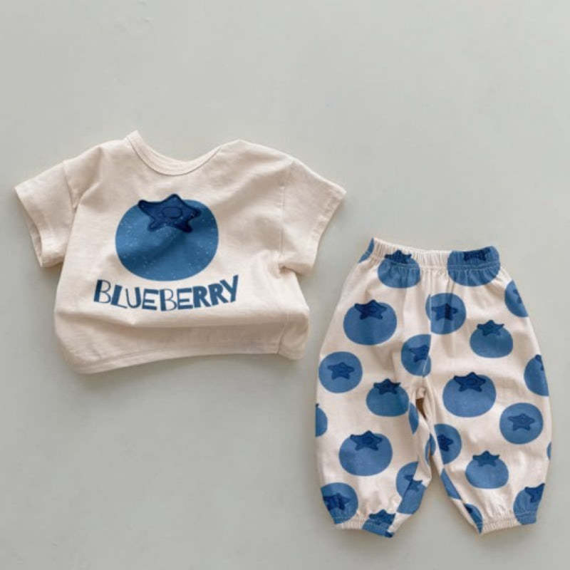 Blueberry Print Baby Top And Pant Set-Cozy Stroller