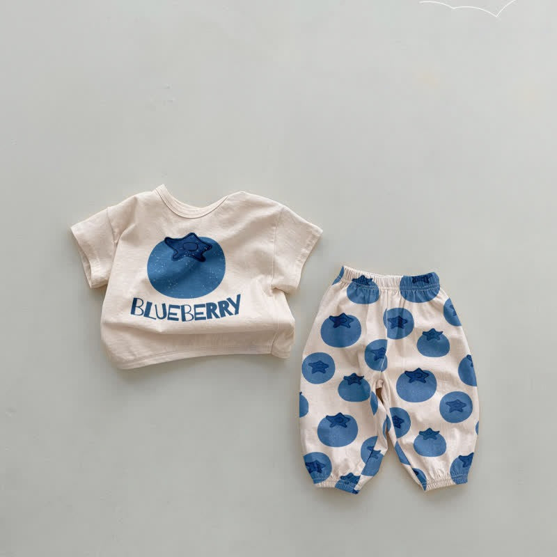 Blueberry Print Baby Top And Pant Set-Cozy Stroller