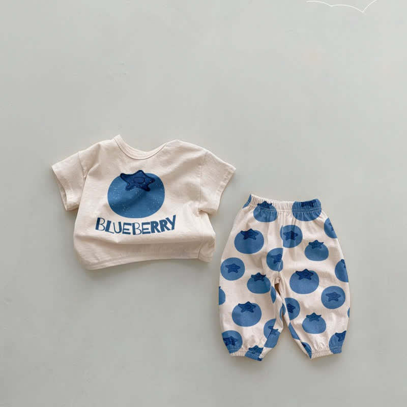 Blueberry Print Baby Top And Pant Set-Cozy Stroller