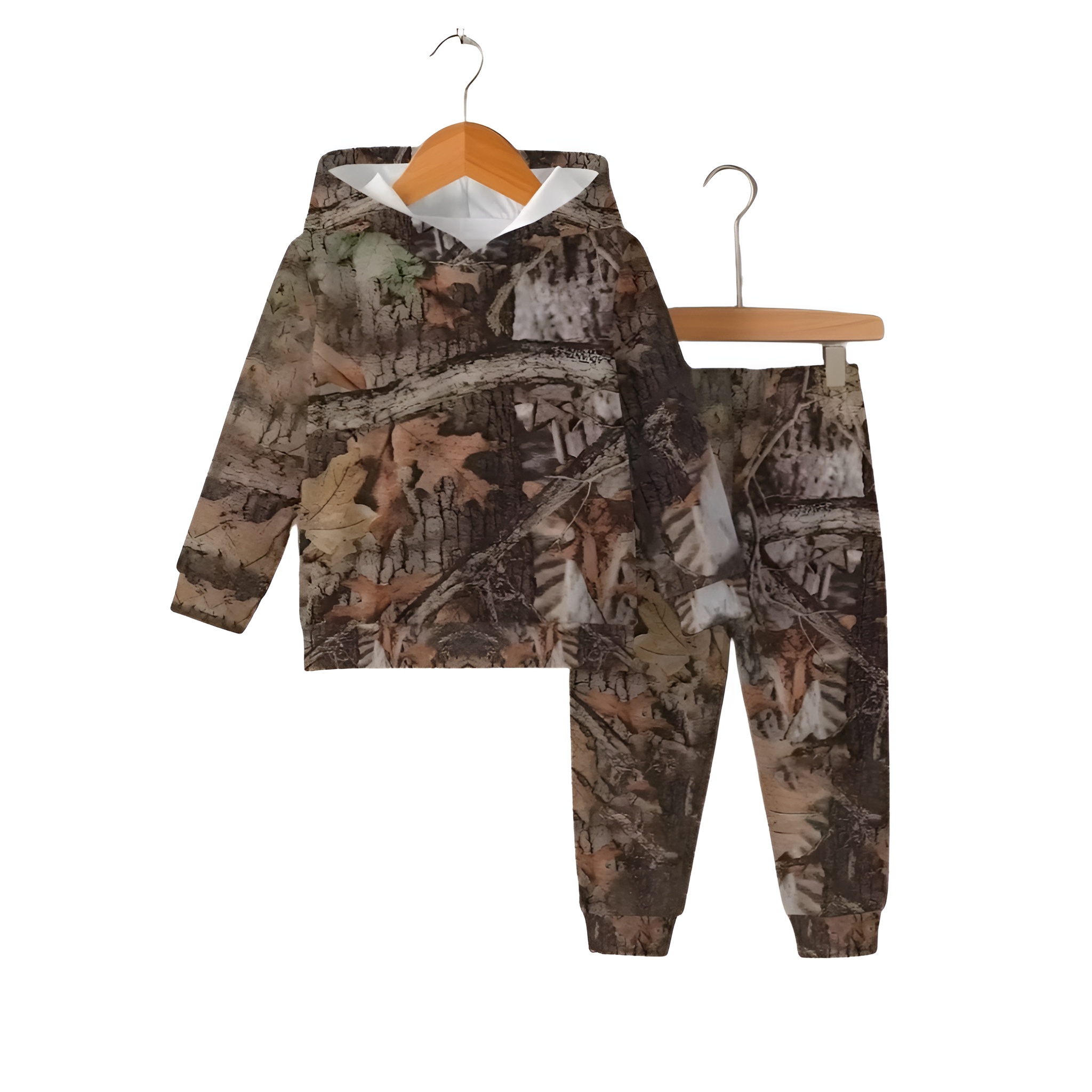 Camouflage Print Fleece Hoodie And Jogger Pants Set For Boy